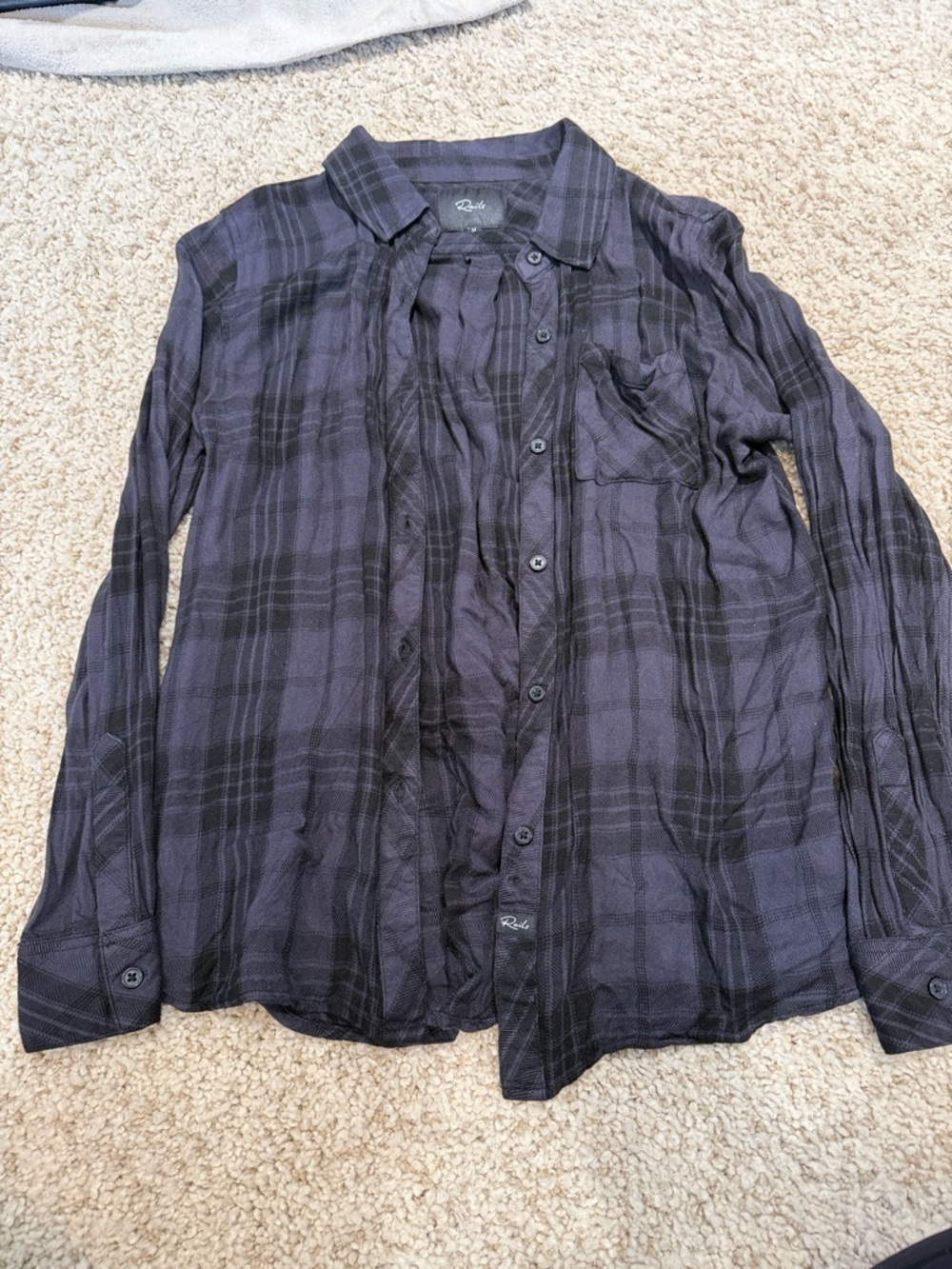 Rails Grey and Black Plaid Button-Down Shirt